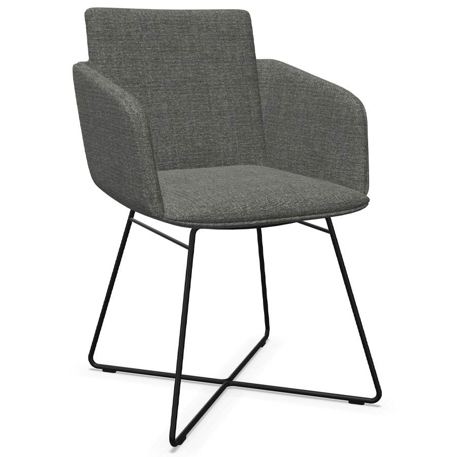 W. Schillig Chevalier Stuhl mit Armlehnen und Drahtrohrgestell