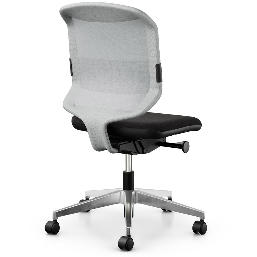 Giroflex 434-3019 steingrau mit Lordosepolster und Aluminium-Fußkreuz - Rückansicht