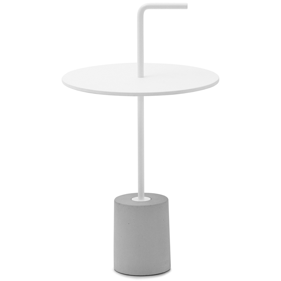 lapalma JEY Beistelltisch Fenix weiß mit runder Platte, Betonfuß und Griff