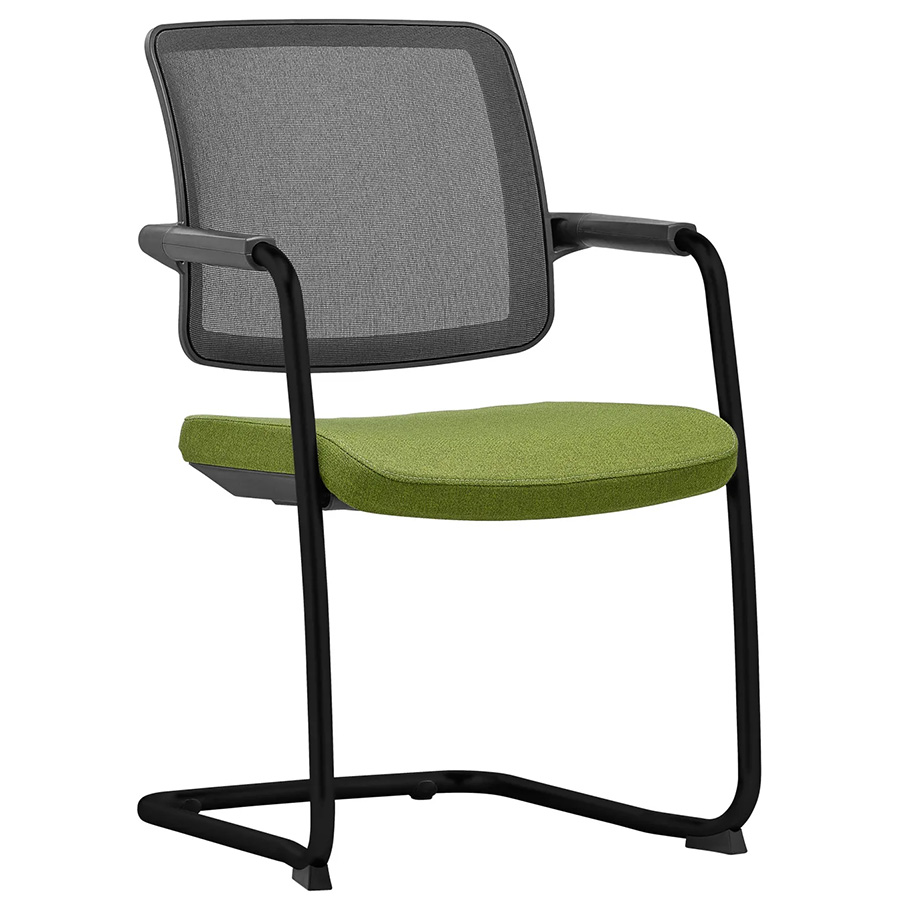 Rim FLEXi FX1161 Freischwinger Konferenzstuhl Kunststoffteile schwarz, Netzrücken anthrazit, Stoff Era 2046 grün, Gestell schwarz