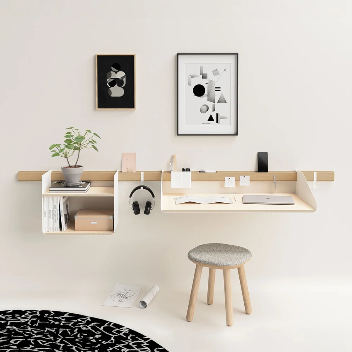 Variand H05 Die Fokussierte | Modulares Homeoffice-Set mit Wandschreibtisch