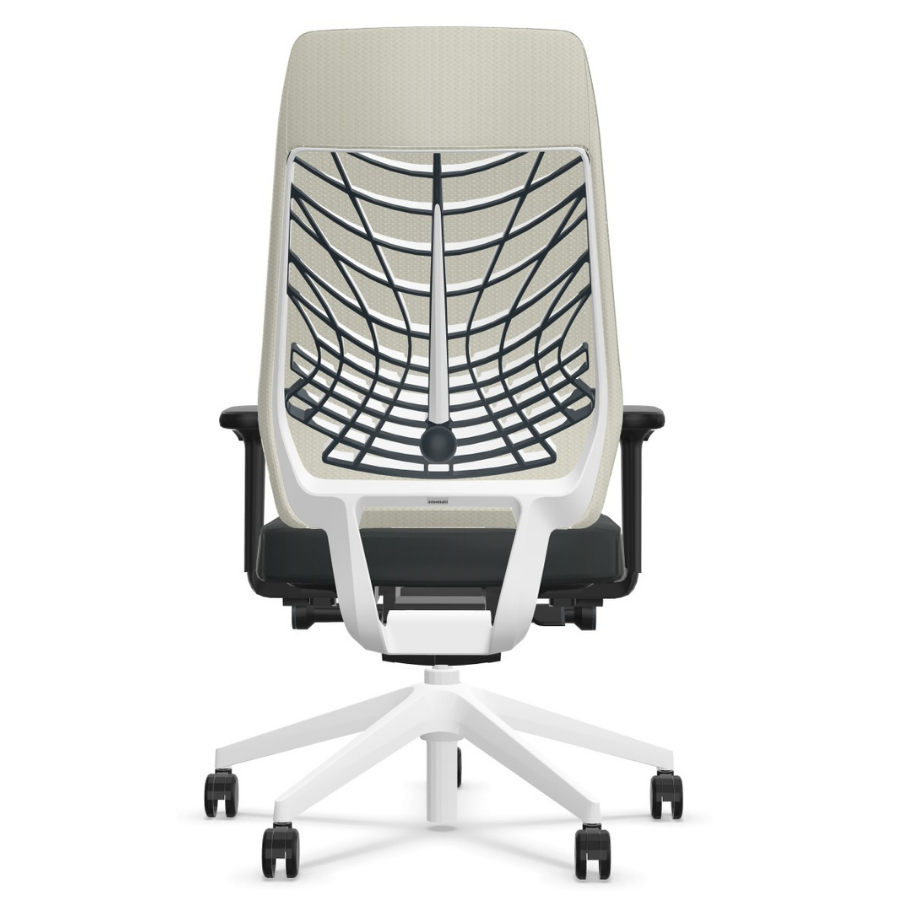 Interstuhl JOYCEis3 (JC21C, JC217) Netzfarbe weiß Polsterfarbe schwarz - Rückansicht