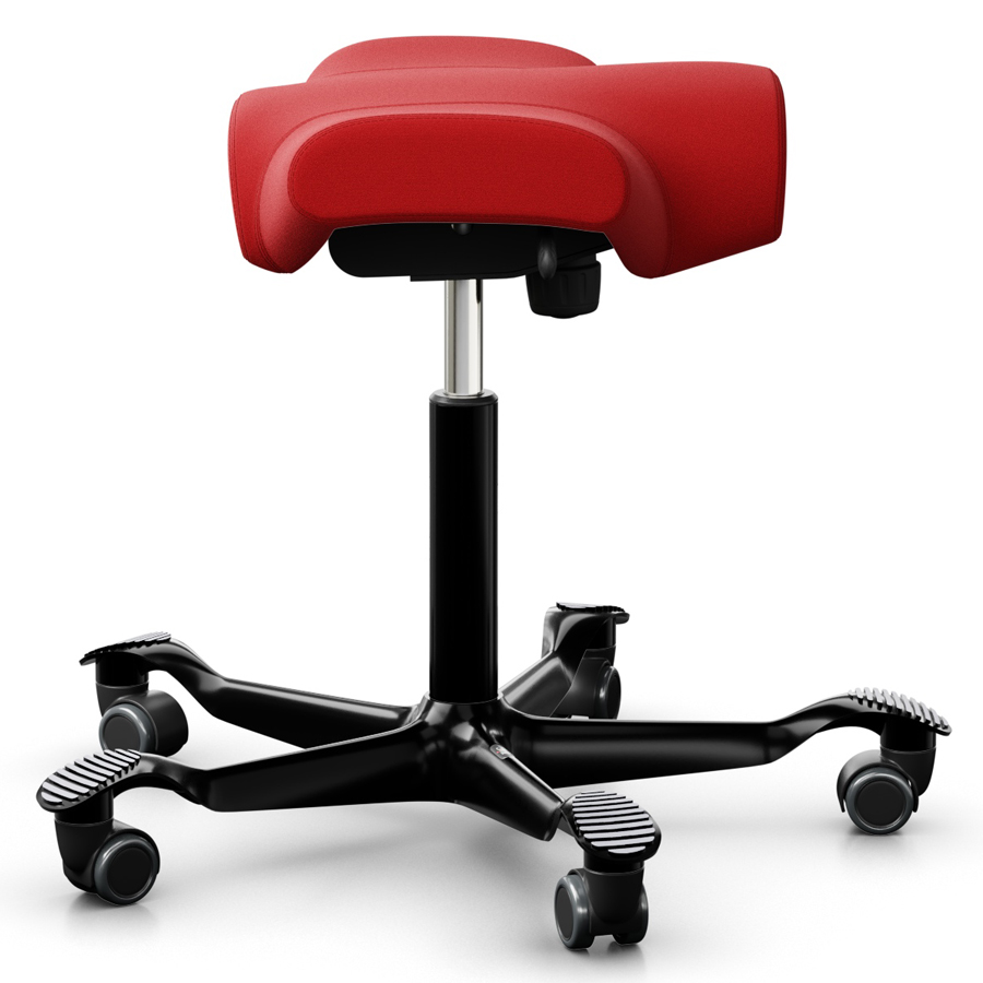 HAG CAPISCO  8105 Hocker Stoff Xtreme rot - Gestell schwarz - Seitenansicht