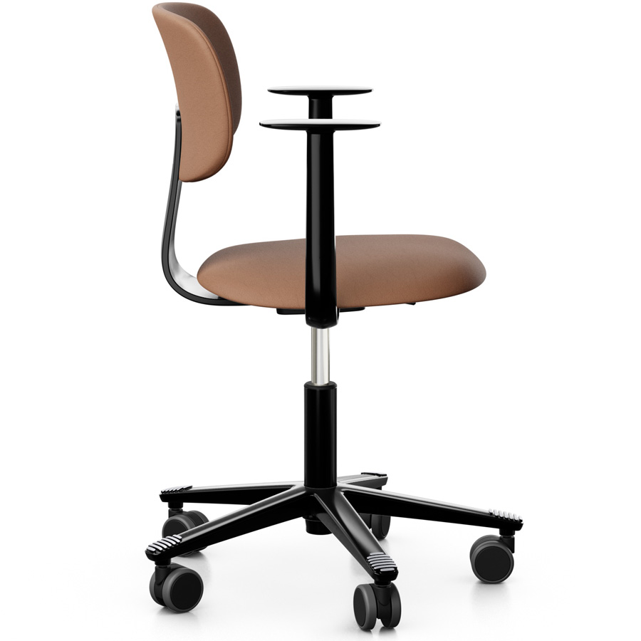 HAG Tion 2160 Bürostuhl schwarz - Sitz u. Rücken gepolstert Leder Elmosoft EL33004 - Seitenansicht