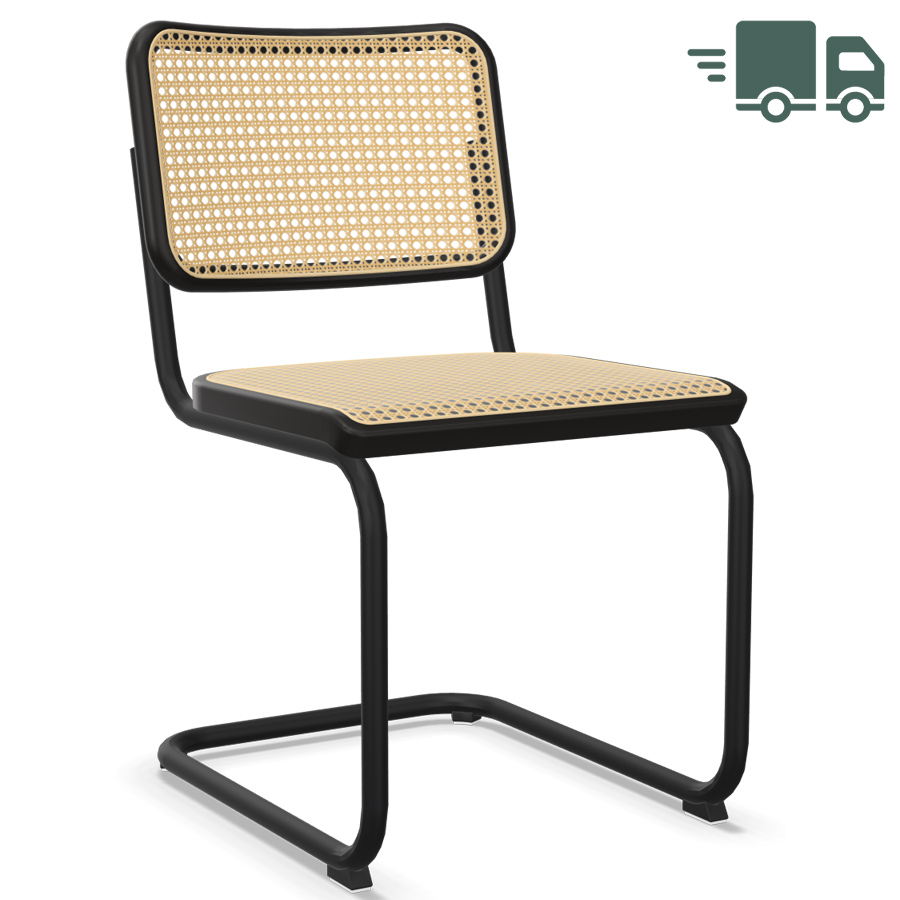 THONET Stahlrohr-Freischwinger S 32 V Buche gebeizt schwarz - Gestell schwarz