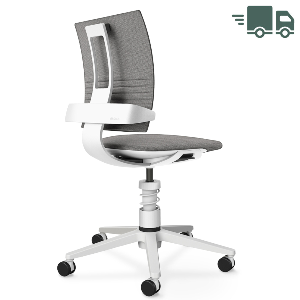 Aeris New 3Dee Stoff Cura hellgrau Gestell weiß mit LKW