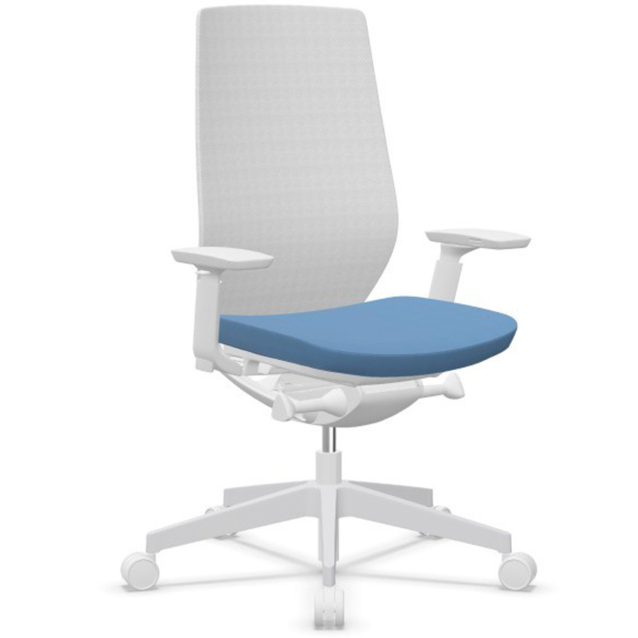 Profim AccisPro mit Netzrücken weiß und Sitzbezug EVO hellblau EV25