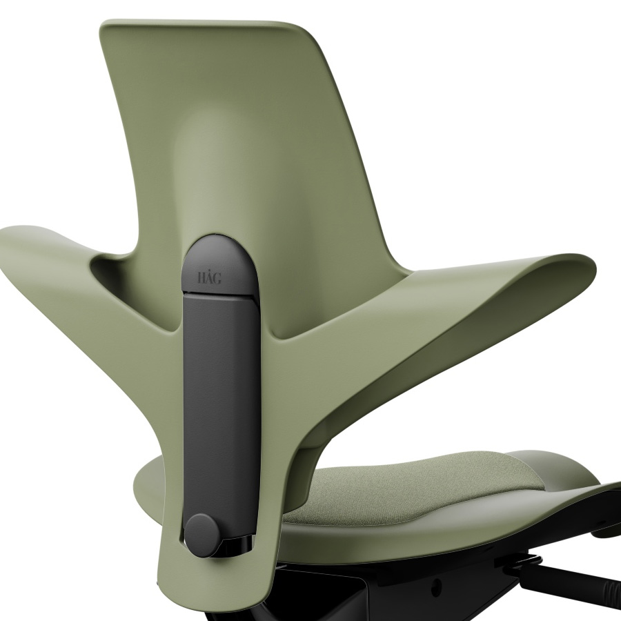 HAG Capisco Puls 8010 Detailaufnahme Moss mit Kissen Capture grüngrau
