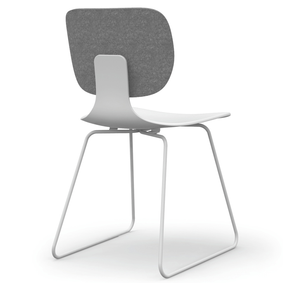 Klöber CoMeet com55 - mit Kufengestell in Weiß - Rücken mit Filz dunkelgrau