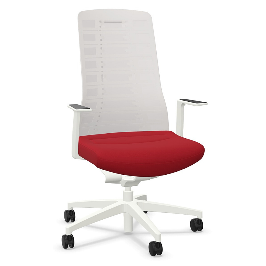 Interstuhl PUREis3 PU213 Bürostuhl weiß mit Netzrücken feuerrot