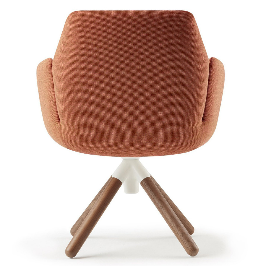HAWORTH Poppy Konferenzstuhl Esszimmerstuhl orange mit Holzgestell- Rückansicht