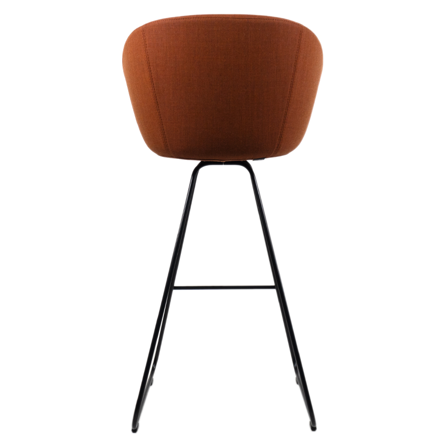 lapalma GLOVE Barhocker gepolstert mit Kufengestell | Bezug Canvas rostrot | Gestell schwarz | Rückseite