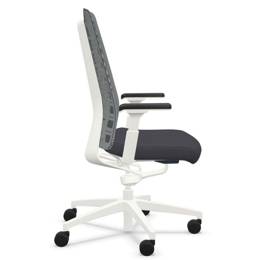 Interstuhl PUREis3 PU213 Bürostuhl weiß mit Netzrücken Farbe anthrazit - Seitenansicht