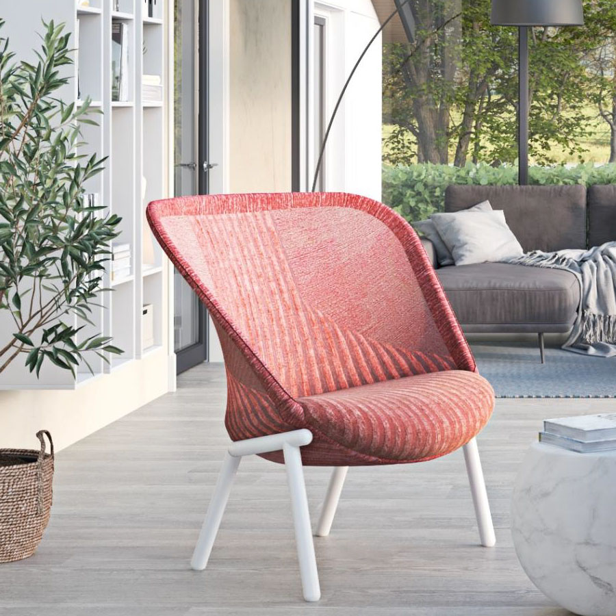 Haworth Cardigan Lounge | Strick rot | Gestell weiß