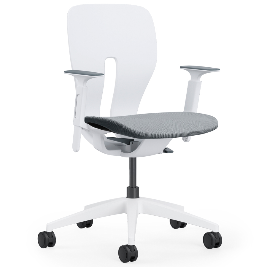 Klöber LIM Drehstuhl weiß mit Changeable grau-weiß - Armlehnen höhenverstellbar