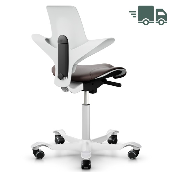 HAG CAPISCO PULS 8020 Sitzfläche Leder dunkelbraun - Sitzschale u. Gestell weiß