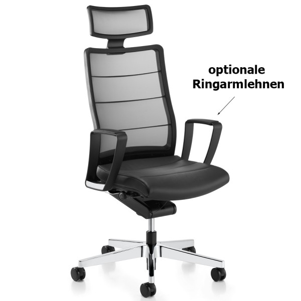 Interstuhl AirPad (3C72) Bürostuhl mit Kopfstütze Netzrücken schwarz