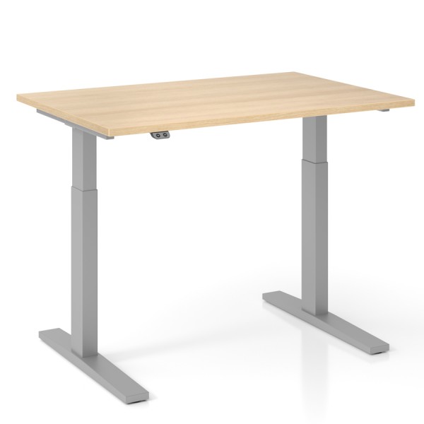 RWH Action Schreibtisch elektrisch verstellbar - Eiche hell-silber - Breite 120 cm