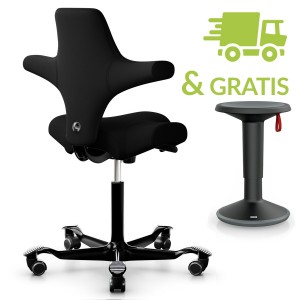 HAG CAPISCO 8106 Stoff Xtreme schwarz mit Sattelsitz mit Gratis Hocker HAG CAPISCO 8106 Stoff Xtreme schwarz mit Sattelsitz mit Gratis Hocker