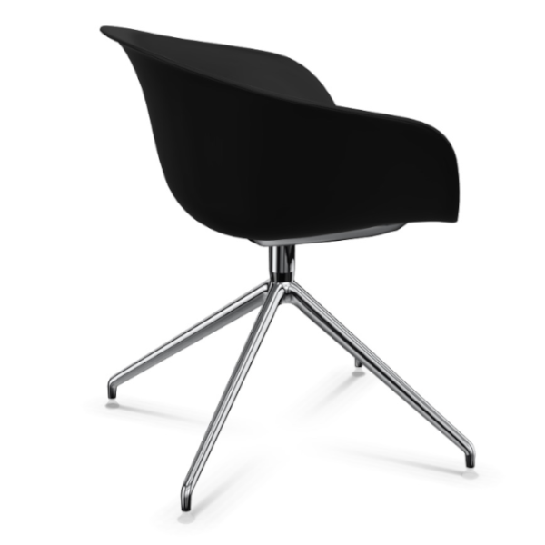 Arper DUNA 02 Schwarze Schale Gestell Aluminium glänzend Perspektive Seite