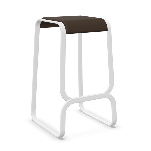 lapalma Continuum Barhocker weiss mit Sitz mit Leder braun