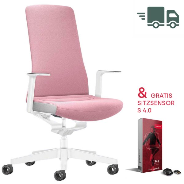 Interstuhl PURE INTERIOR Edition Bürostuhl mit Polsterrücken - Variante rosa