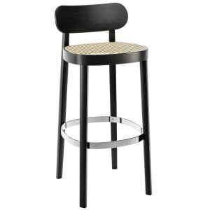 THONET 118 H Barhocker Buche gebeizt schwarz mit Rohrgeflecht THONET 118 H Barhocker Buche gebeizt schwarz mit Rohrgeflecht