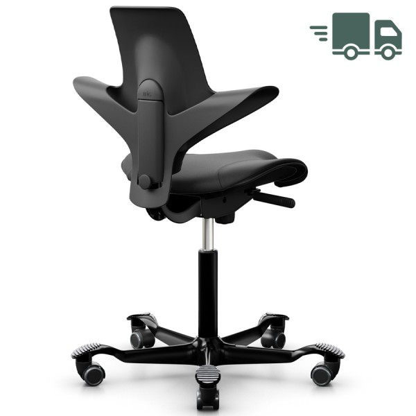 HAG CAPISCO PULS 8020 Sitzfläche Leder schwarz - Sitzschale u. Gestell schwarz
