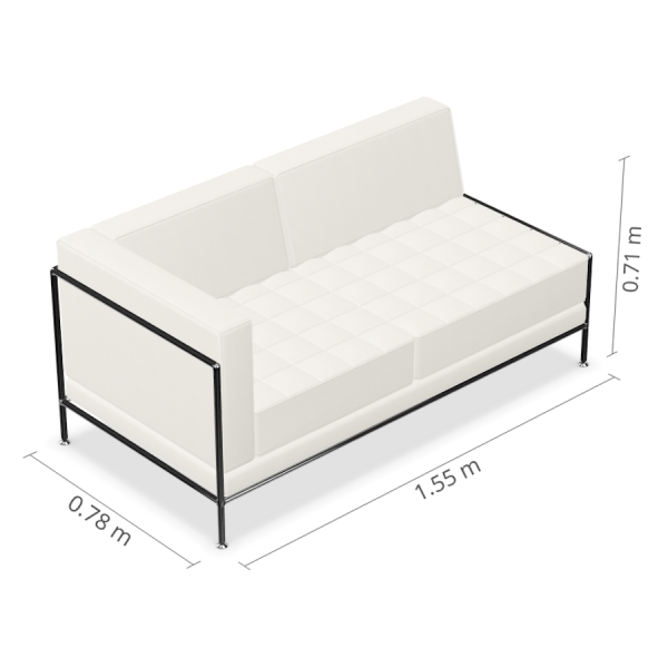 Bosse Modul Space Sofa mit Armlehne links in Leder Weiß Bemaßung