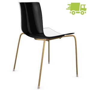 Arper Catifa 46 0251 bicolor - außen schwarz, innen weiß - Gestell aus Messing Arper Catifa 46 0251 bicolor - außen schwarz, innen weiß - Gestell aus Messing