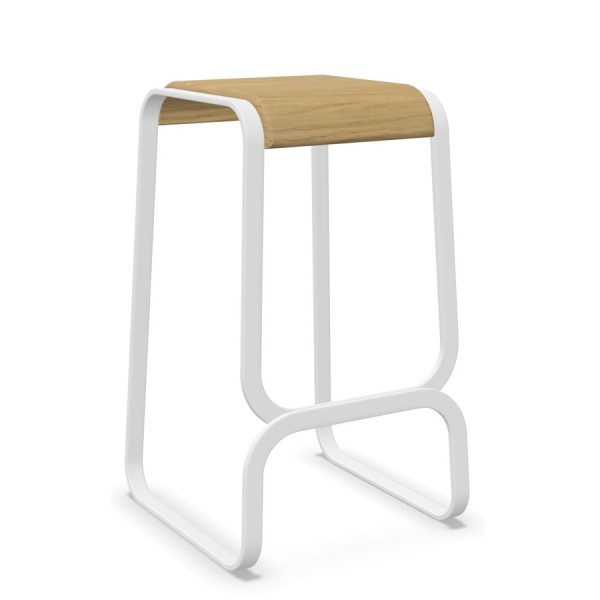 lapalma Continuum Barhocker weiss mit Sitz Eiche gebleicht