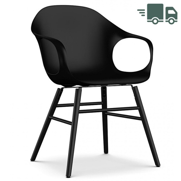 Kristalia ELEPHANT Stuhl mit Holzgestell Eiche schwarz Sitzschale schwarz