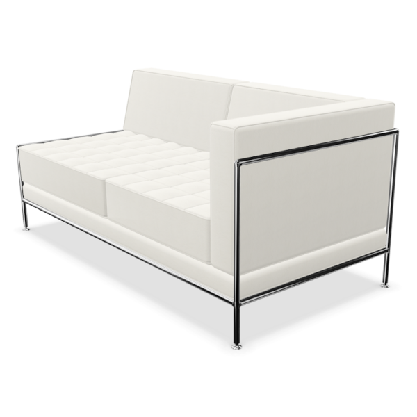 Bosse Modul Space Sofa mit Armlehne lrechts in Leder Weiß von der Seite