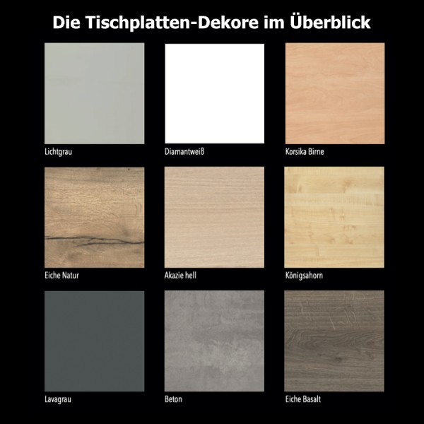 EASY GO elektrisch höhenverstellbarer Schreibtisch - Übersicht Dekore