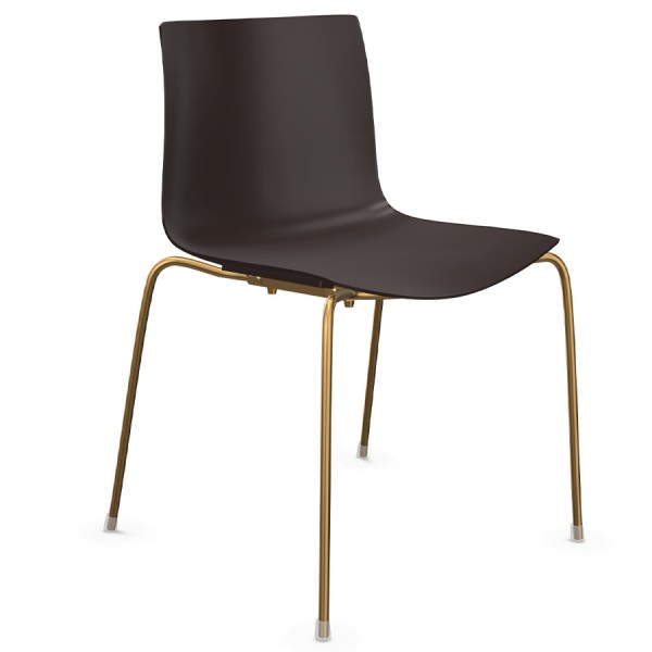 Arper Catifa 46 0251 einfarbig braun - Gestell aus Messing - Frontansicht