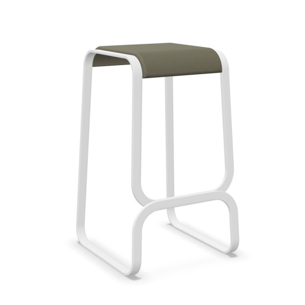 lapalma Continuum Barhocker weiss mit Sitz Leder P7
