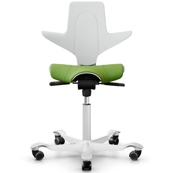 HAG Capisco Puls 8020 "White Edition" mit Bezug Nexus 005 grün - Frontansicht