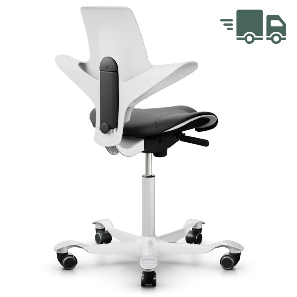 HAG CAPISCO PULS 8020 Sitzfläche Leder schwarz - Sitzschale u. Gestell weiß
