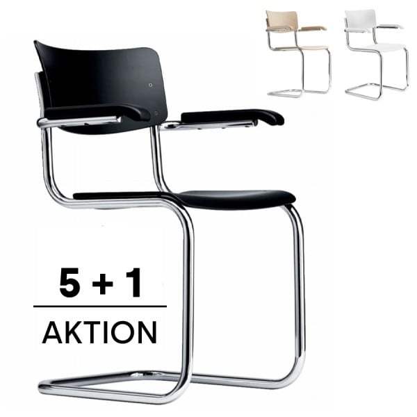 THONET S 43 F mit Armlehnen | Konfigurator | Stahlrohr-Freischwinger | Gest günstig online kaufen
