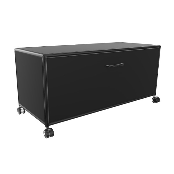 Bosse TV-Board Black Edition Höhe 1 OH Breite 100 cm in Melamin Schwarz mit Klappe