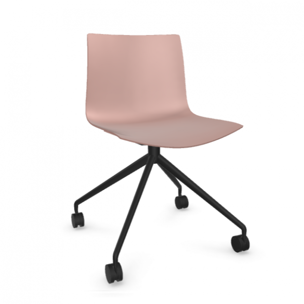 Arper Catifa 46 0369 einfarbig rosa Gestell schwarz mit Rollen