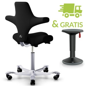 HAG Capisco 8106 Xtreme schwarz mit Gestell silber von hinten HAG Capisco 8106 Xtreme schwarz mit Gestell silber von hinten