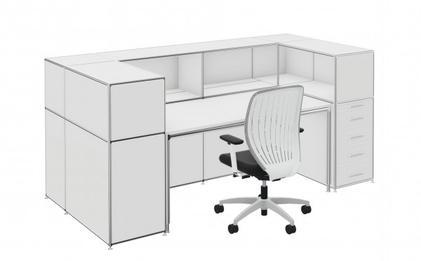 Bosse Modul Space Empfangstheke 2 von vorne mit Stuhl