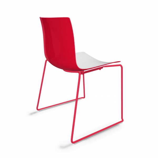 arper catifa 46 0278 zweifarbig rot mit Gestell rot