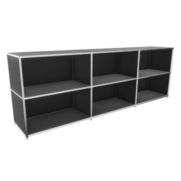 Bosse Regal Chrom 2 OH Breite 240 cm in Melamin schwarz