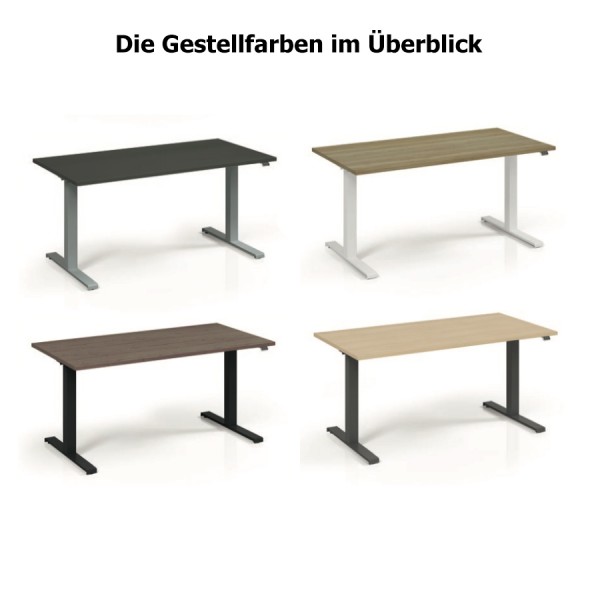EASY GO elektrisch höhenverstellbarer Schreibtisch - Überblick Gestellfarben