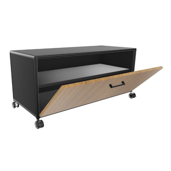 Bosse TV-Board Black Edition 1 OH Furnier schwarz Breite 100 cm mit Klappe offen