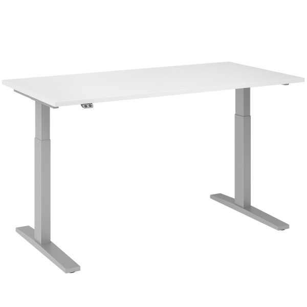 RWH Action Schreibtisch elektrisch verstellbar - weiß-silber - Breite 160 cm