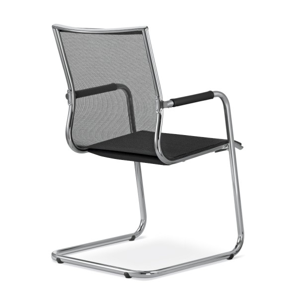 LD Seating Puto Freischwinger Netzbezug schwarz von hinten