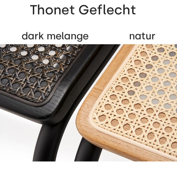 THONET Drehsessel S 64 VDR Dark Melange mit Armlehnen | Rohrgeflecht-Sitz | Gestell schwarz THONET Drehsessel S 64 VDR Dark Melange mit Armlehnen | Rohrgeflecht-Sitz | Gestell schwarz